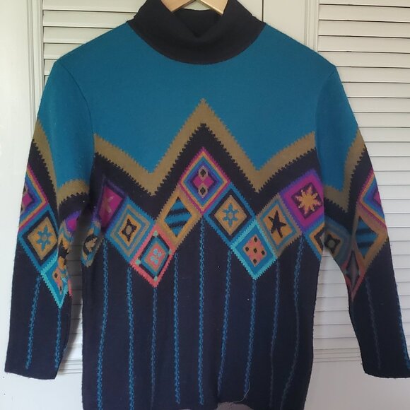 Vintage Italian Wool Turtleneck Sweater S - Picture 1 of 3